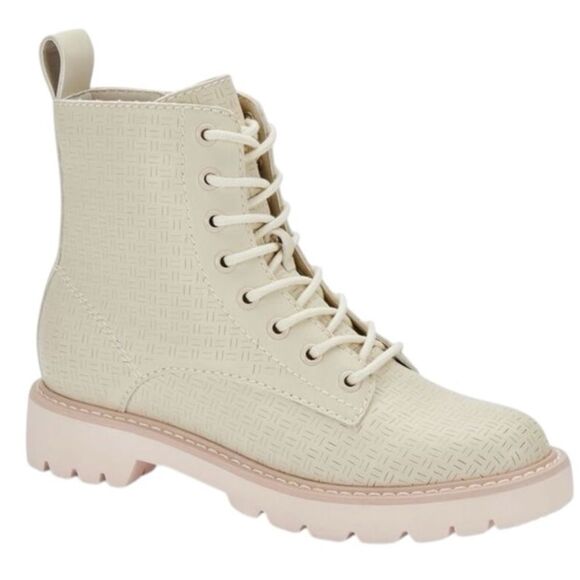 Dolce Vita Piker Perforated Round toe Ankle Boots 7.5 M. Ivory Perforated Stella - Picture 1 of 7